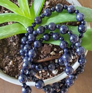 Blue Goldstone stone stretch bracelet